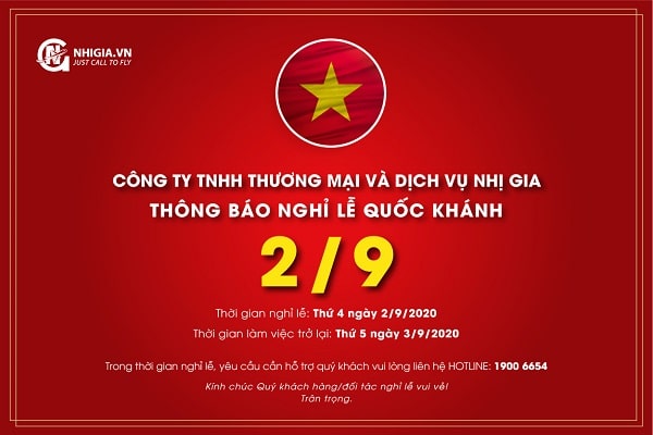 THÔNG BÁO NGHỈ LỄ QUỐC KHÁNH 2/9